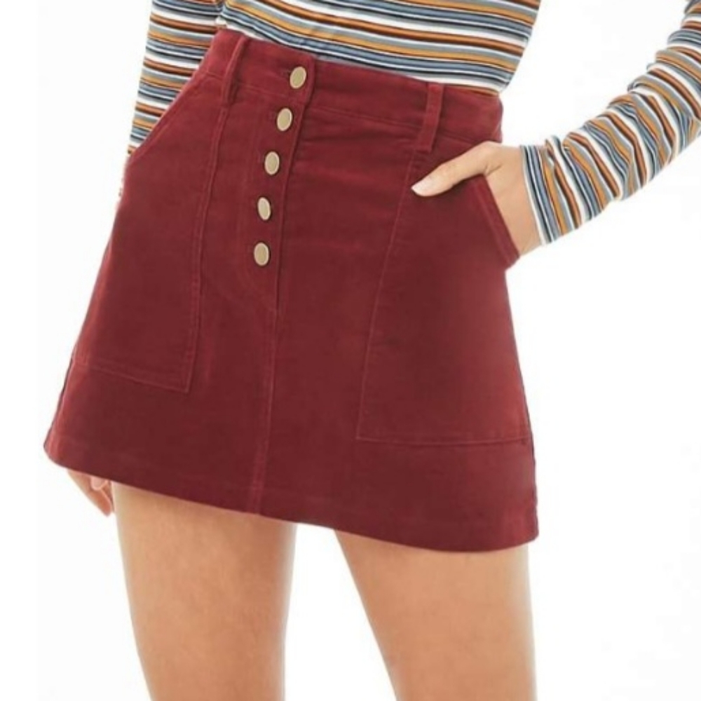 Burgundy 70s style skirt forever21 size small